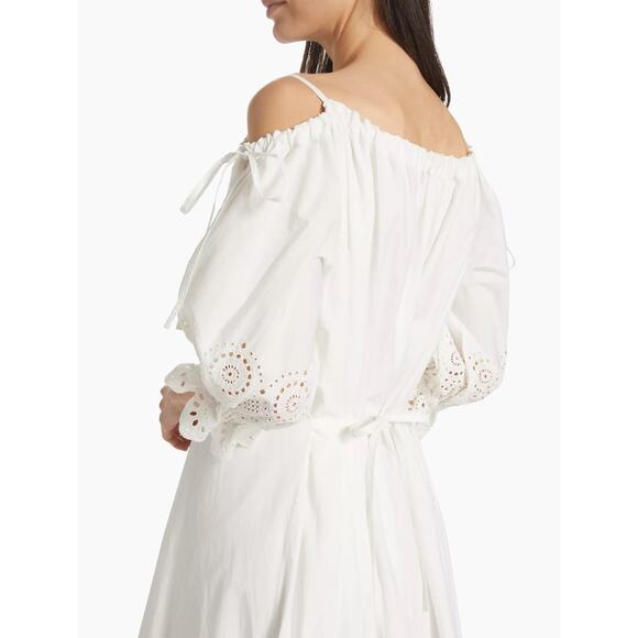 Ulla Johnson White Off the shoulder Puff Sleeve Narcisa Eyelet Maxi Dress sz 0 - Picture 6 of 14